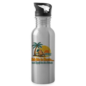 Rente am Strand Spruch - Trinkflasche mit integriertem Trinkhalm - Lightsilver - Rechts