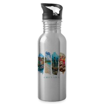 Voyage de vacances à la Grenade – Caribbean Spice Island - Gourde avec paille intégrée - argent clair - Droite