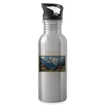 Frankreich Chamonix Vintage Reisemarke - Trinkflasche mit integriertem Trinkhalm - Lightsilver - Rechts