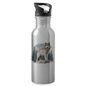 Wolf Vintage - Trinkflasche mit integriertem Trinkhalm - Lightsilver - Rechts