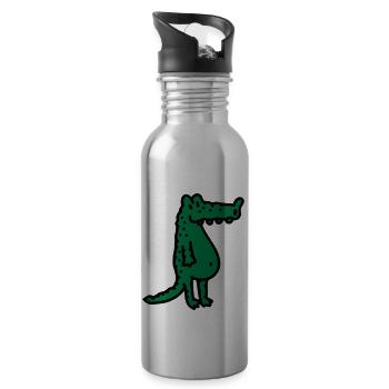 Krokodil - Trinkflasche mit integriertem Trinkhalm - Lightsilver - Rechts