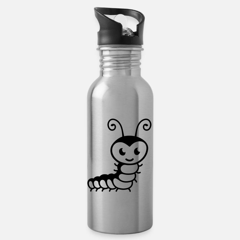 Liebe Raupe - Trinkflasche mit integriertem Trinkhalm - Lightsilver