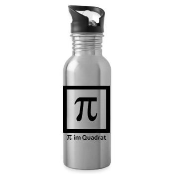 Mathe Spruch Pi im Quadrat - Text - Trinkflasche mit integriertem Trinkhalm - Lightsilver - Rechts