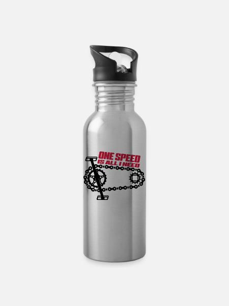 One Speed is all I need - Singelspeed - Water bottle with straw - silver