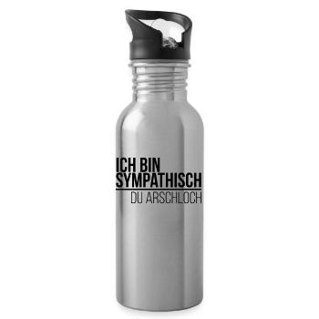 ich bin sympathisch du Arschloch - Trinkflasche mit integriertem Trinkhalm - Lightsilver - Rechts