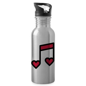 Romantic music note - Water bottle with straw - silver - Right