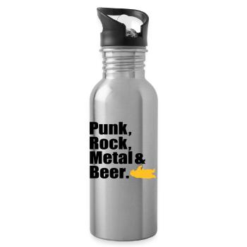 punk rock metal and beer - Water bottle with straw - silver - Right