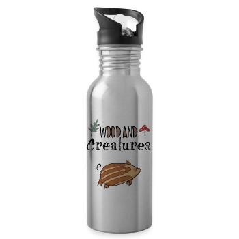 Wild boar Boar baby forest dweller home nature - Water bottle with straw - silver - Right