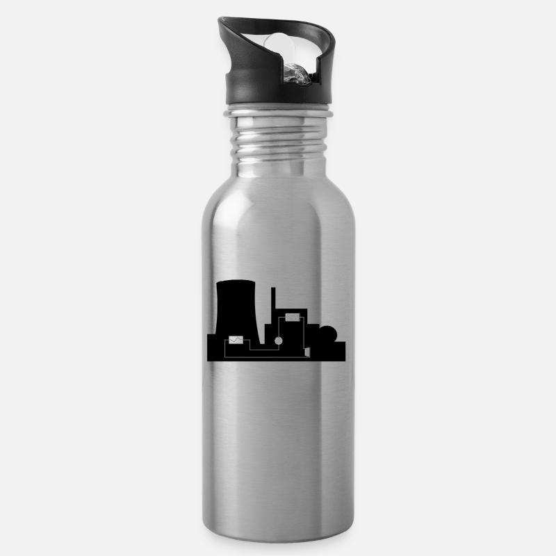 Kraftwerk - Trinkflasche mit integriertem Trinkhalm - Lightsilver