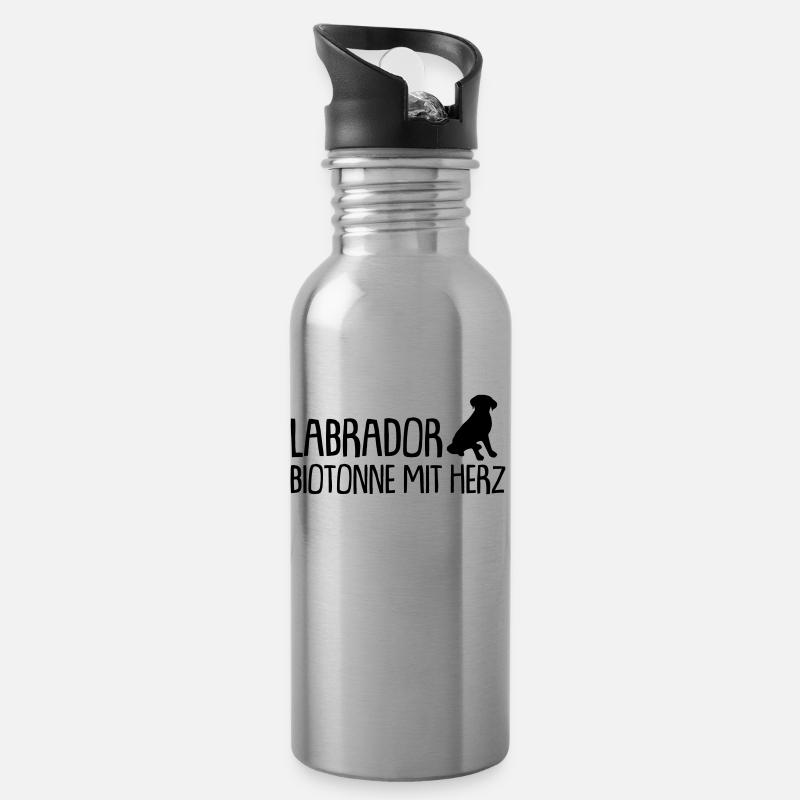 labrador biotonne mit herz - Trinkflasche mit integriertem Trinkhalm - Lightsilver