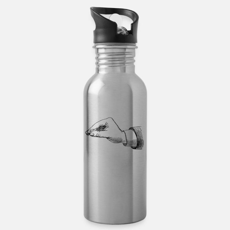 Hand with cube - Water bottle with straw - silver