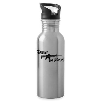 Forever a Rebel Kalaschnikow - Trinkflasche mit integriertem Trinkhalm - Lightsilver - Rechts