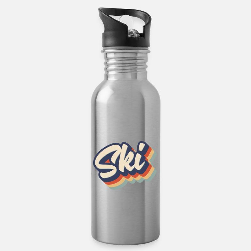 Ski - Trinkflasche mit integriertem Trinkhalm - Lightsilver