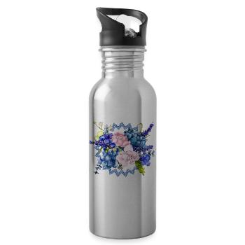 Blumen - Trinkflasche mit integriertem Trinkhalm - Lightsilver - Rechts