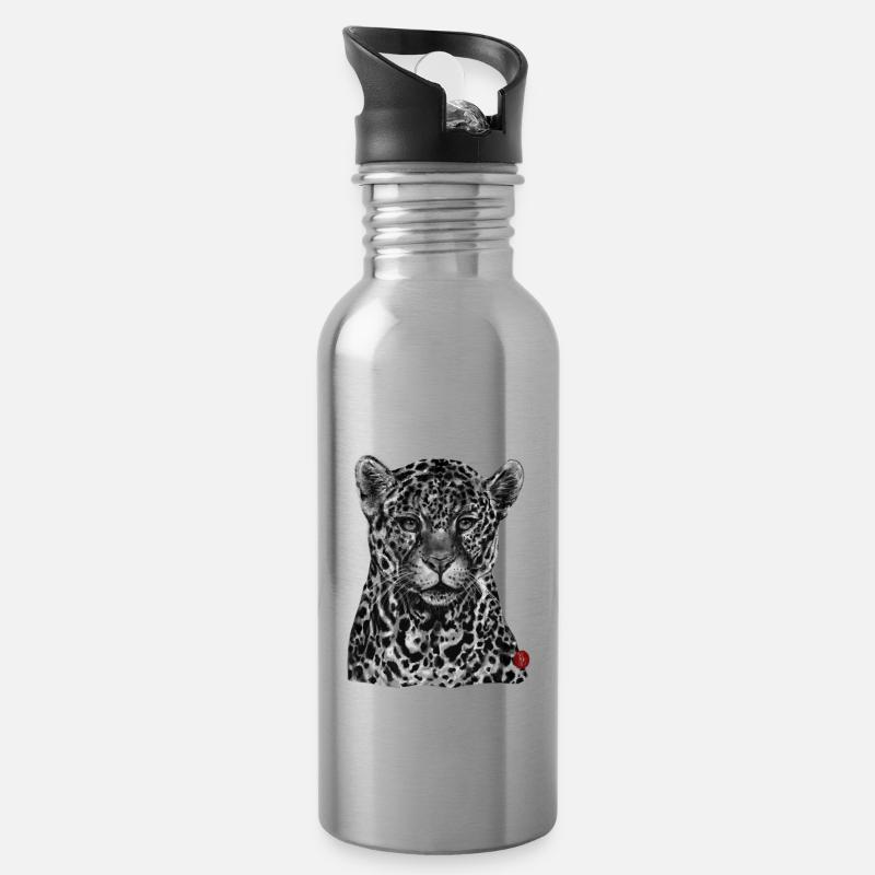 Leopard - Trinkflasche mit integriertem Trinkhalm - Lightsilver
