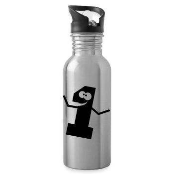 Funny comic 1 one - Water bottle with straw - silver - Right