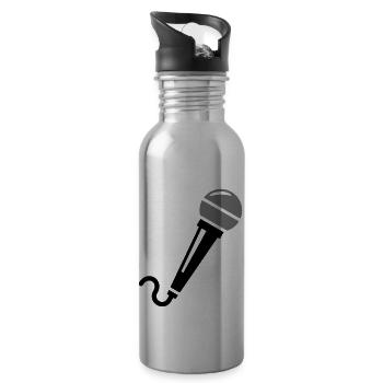 Mikrofon - Trinkflasche mit integriertem Trinkhalm - Lightsilver - Rechts