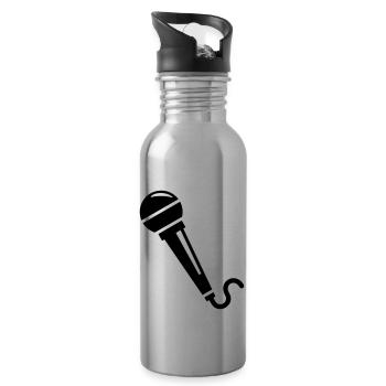 Mikrofon - Trinkflasche mit integriertem Trinkhalm - Lightsilver - Rechts