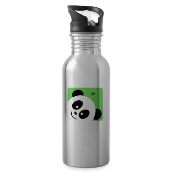Animal panda - Tierischer Panda - Trinkflasche mit integriertem Trinkhalm - Lightsilver - Rechts