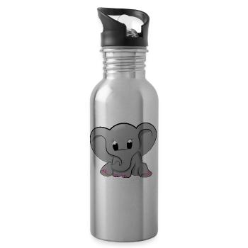 Éléphant bébé éléphant bébé - Gourde avec paille intégrée - argent clair - Droite