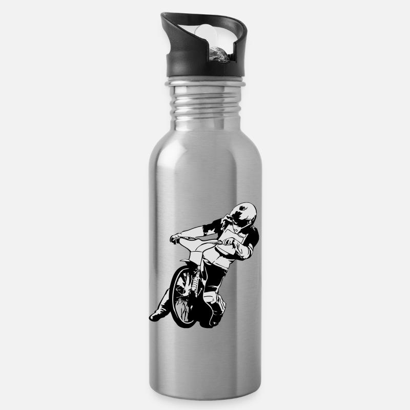 Speedway Racing - Trinkflasche mit integriertem Trinkhalm - Lightsilver