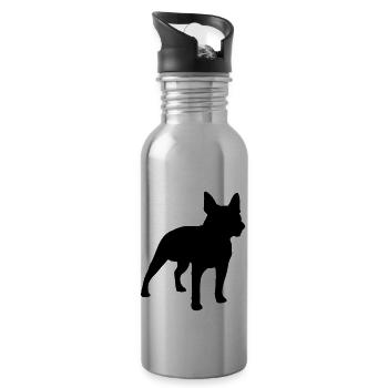 bostonterrier dog silhouette - Trinkflasche mit integriertem Trinkhalm - Lightsilver - Rechts