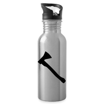 axt silhouette - Trinkflasche mit integriertem Trinkhalm - Lightsilver - Rechts