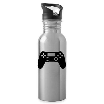 Gaming 2 colors - Water bottle with straw - silver - Right