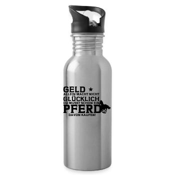 Pferd Reiten Reiter Spruch LUSTIG Pferde Pony - Trinkflasche mit integriertem Trinkhalm - Lightsilver - Rechts