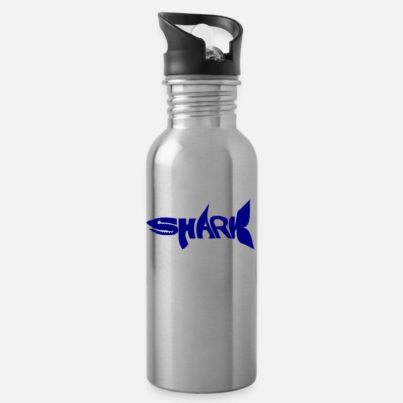 Shark - Trinkflasche mit integriertem Trinkhalm - Lightsilver