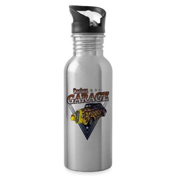 custom garage hot rod vintage American car - Water bottle with straw - silver - Right
