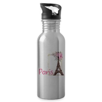 Take Me To Paris Frankreich France Eiffelturm - Trinkflasche mit integriertem Trinkhalm - Lightsilver - Rechts