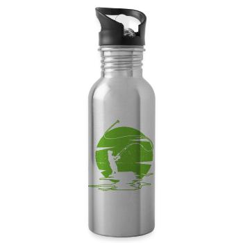 Fliegenfischen - Trinkflasche mit integriertem Trinkhalm - Lightsilver - Rechts