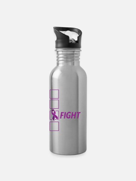 Essen Schlaf Kampf wiederholen lila Band Epilepsie - Trinkflasche mit integriertem Trinkhalm - Lightsilver