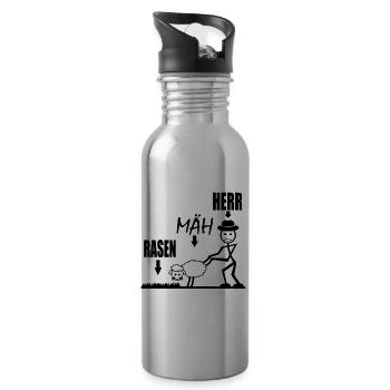 Hobbygärtner mäht Rasen Rasen Mäh Herr Rasenmäher - Trinkflasche mit integriertem Trinkhalm - Lightsilver - Rechts