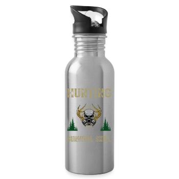 Hunting I Hunting I Hunting is not a hobby - Water bottle with straw - silver - Right