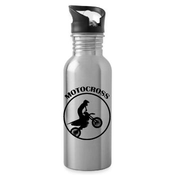 Motocross - Trinkflasche mit integriertem Trinkhalm - Lightsilver - Rechts