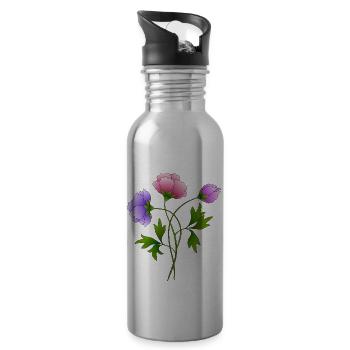 Fleur - Gourde avec paille intégrée - argent clair - Droite