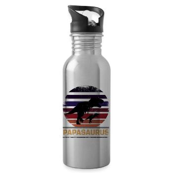 Papasaurus Père Dinosaure Familles Papa - Gourde avec paille intégrée - argent clair - Droite