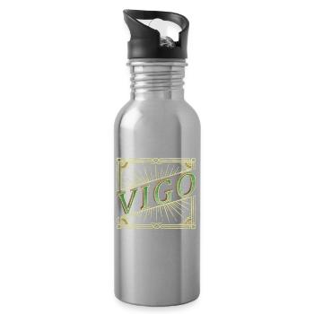 Vigo Espagne City Font Vintage Retro Skyline - Gourde avec paille intégrée - argent clair - Droite