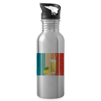 Lemonade Lemon Lemonade Lemonade Lemonade Stand Design - Water bottle with straw - silver - Right