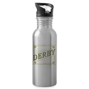 Derby England UK City Font Vintage Retro - Water bottle with straw - silver - Right