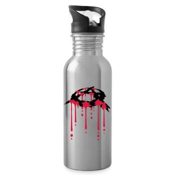 Drop of blood anarchy symbol - Water bottle with straw - silver - Right