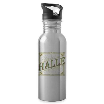 Hall Germany City Font Vintage Retro - Water bottle with straw - silver - Right