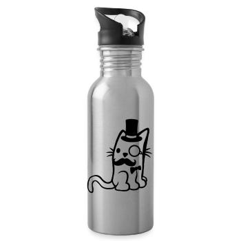 Brille Monokel Herr Katze - Trinkflasche mit integriertem Trinkhalm - Lightsilver - Rechts
