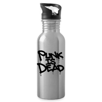 Punk Is Dead in schwarz mit Tropfen - Trinkflasche mit integriertem Trinkhalm - Lightsilver - Rechts