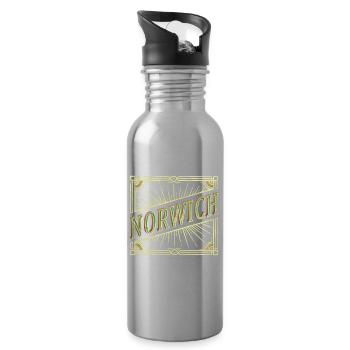 Norwich England UK City Font Vintage Retro - Water bottle with straw - silver - Right