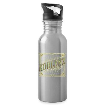 Koblenz Germany City Font Vintage Retro - Water bottle with straw - silver - Right