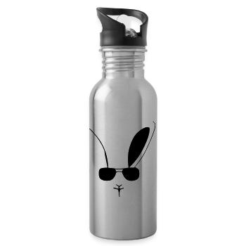 Rabbit Pet Animal Cool Sunglasses Rabbit Vector - Water bottle with straw - silver - Right