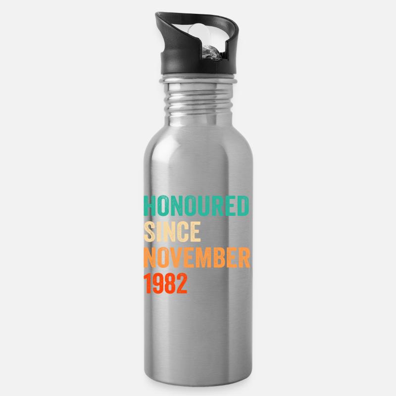 Geburtstag November 1982 Vintage Design - Trinkflasche mit integriertem Trinkhalm - Lightsilver